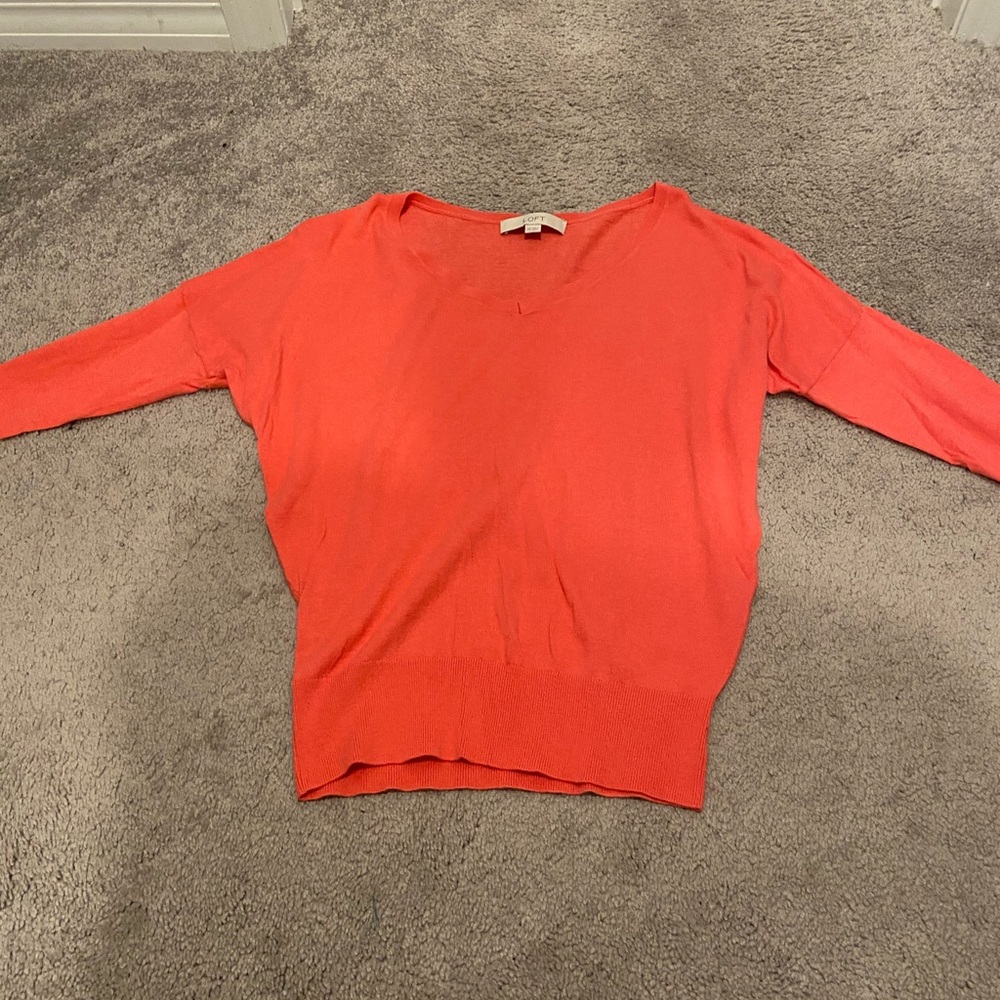 Pink 3/4 V-Neck Sweater